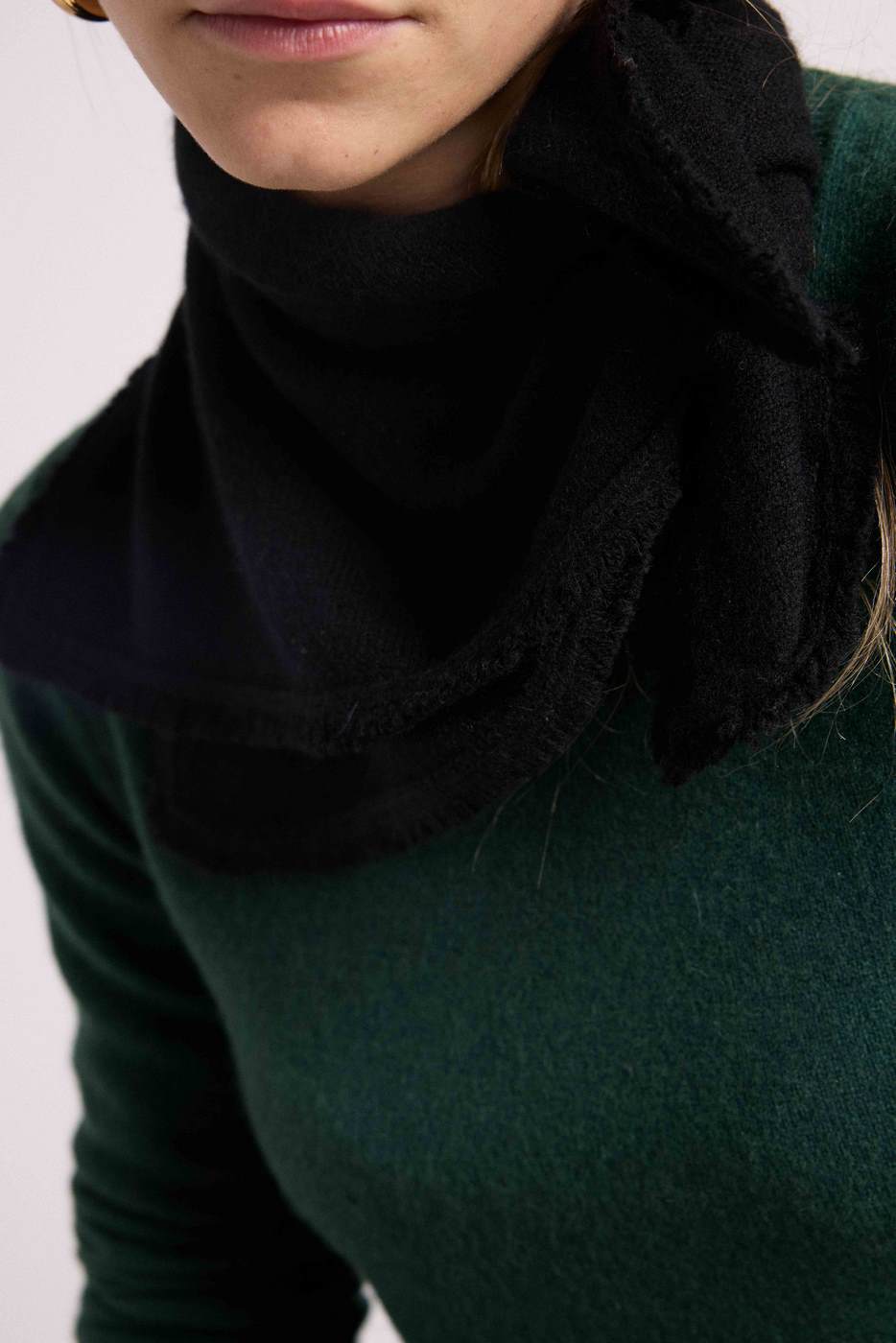 Pañuelo Cuadrado Con Flecos Unisex Irma De Cachemira - Negro