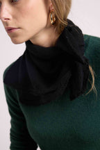 Pañuelo Cuadrado Con Flecos Unisex Irma De Cachemira - Negro
