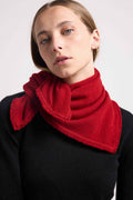 Pañuelo Cuadrado Flecos Unisex Irma de Cachemira - Rojo Burdeos