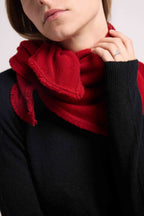 Pañuelo Cuadrado Flecos Unisex Irma de Cachemira - Rojo Burdeos