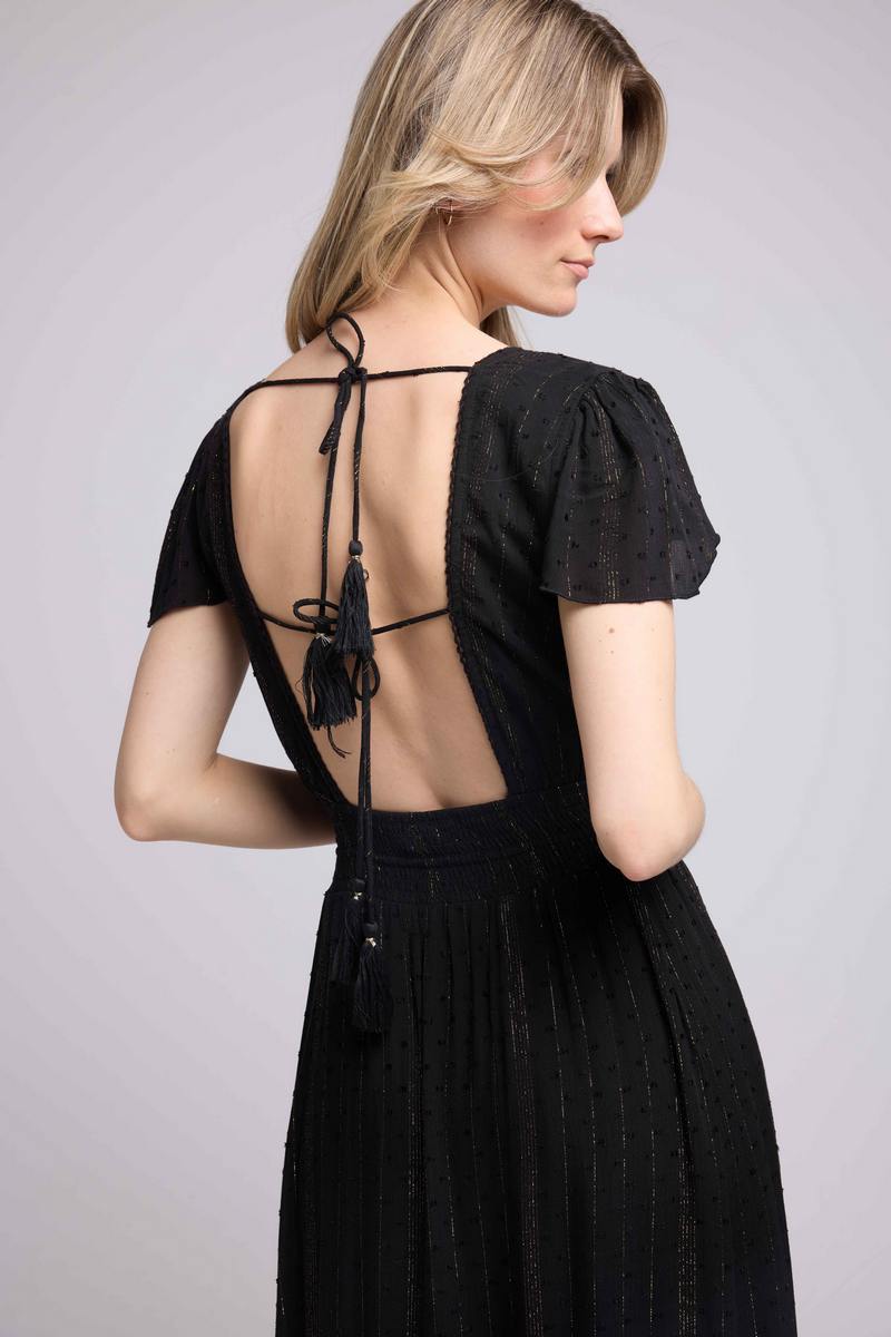 Robe Long Manches Courtes - Noir