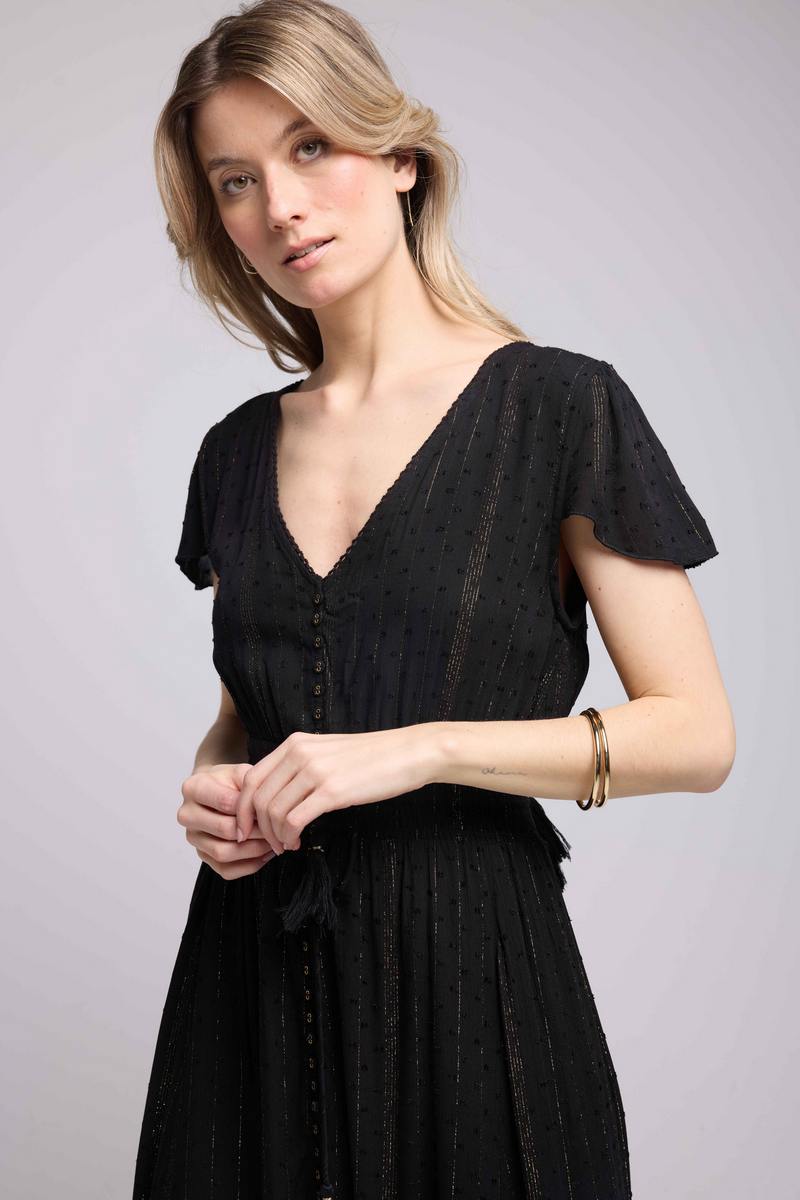 Robe Long Manches Courtes - Noir