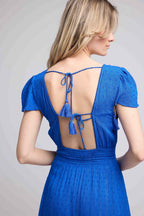 Robe Long Manches Courtes - Bleu