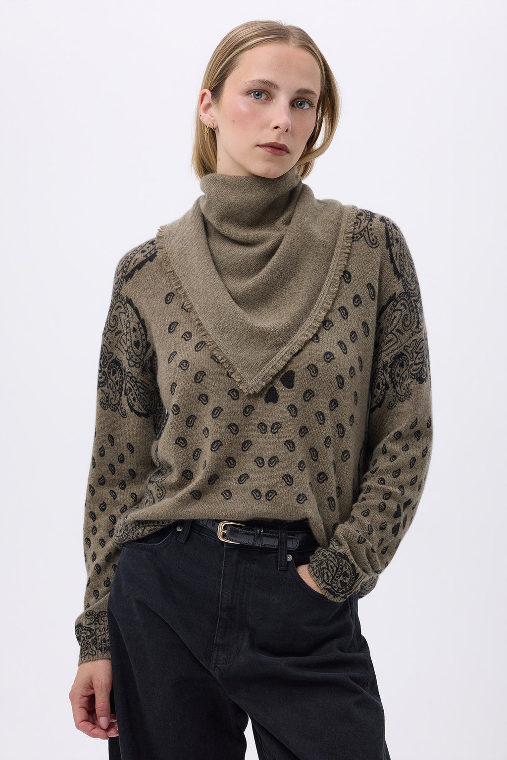 Effen Driehoekige Bandanasjaal Bandana Irma - Vert Khaki - Dames