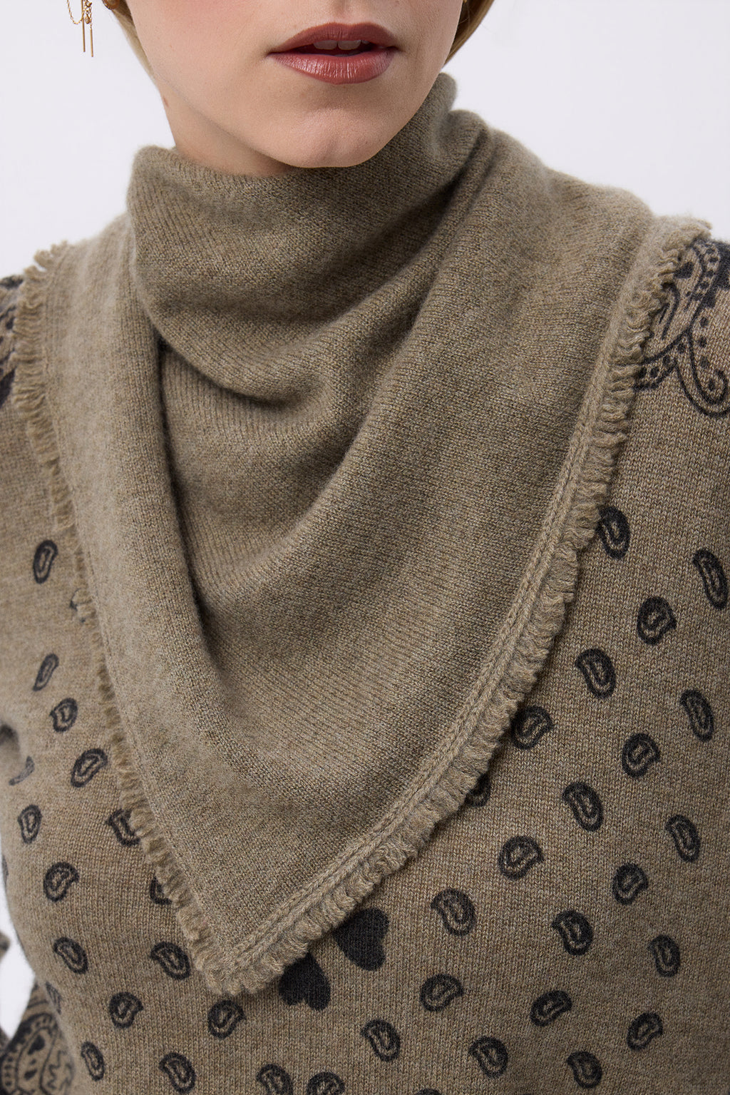 Effen Driehoekige Bandanasjaal Bandana Irma - Vert Khaki - Dames
