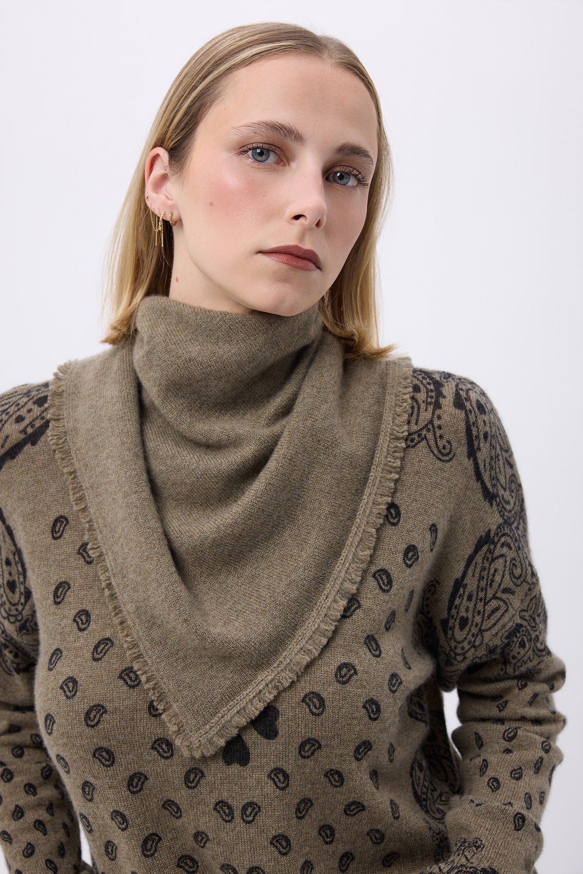 Effen Driehoekige Bandanasjaal Bandana Irma - Vert Khaki - Dames