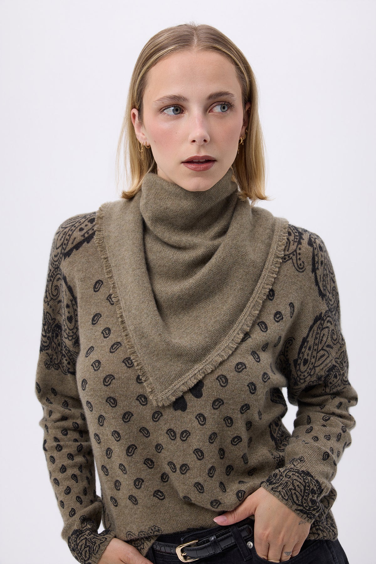 Effen Driehoekige Bandanasjaal Bandana Irma - Vert Khaki - Dames