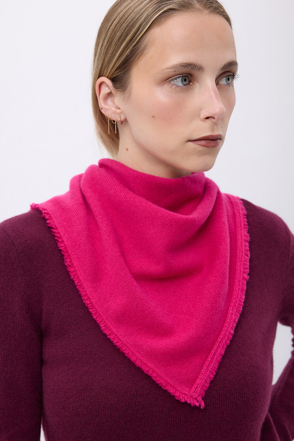 Bufanda bandana triangular lisa Irma - Fucsia - Mujer