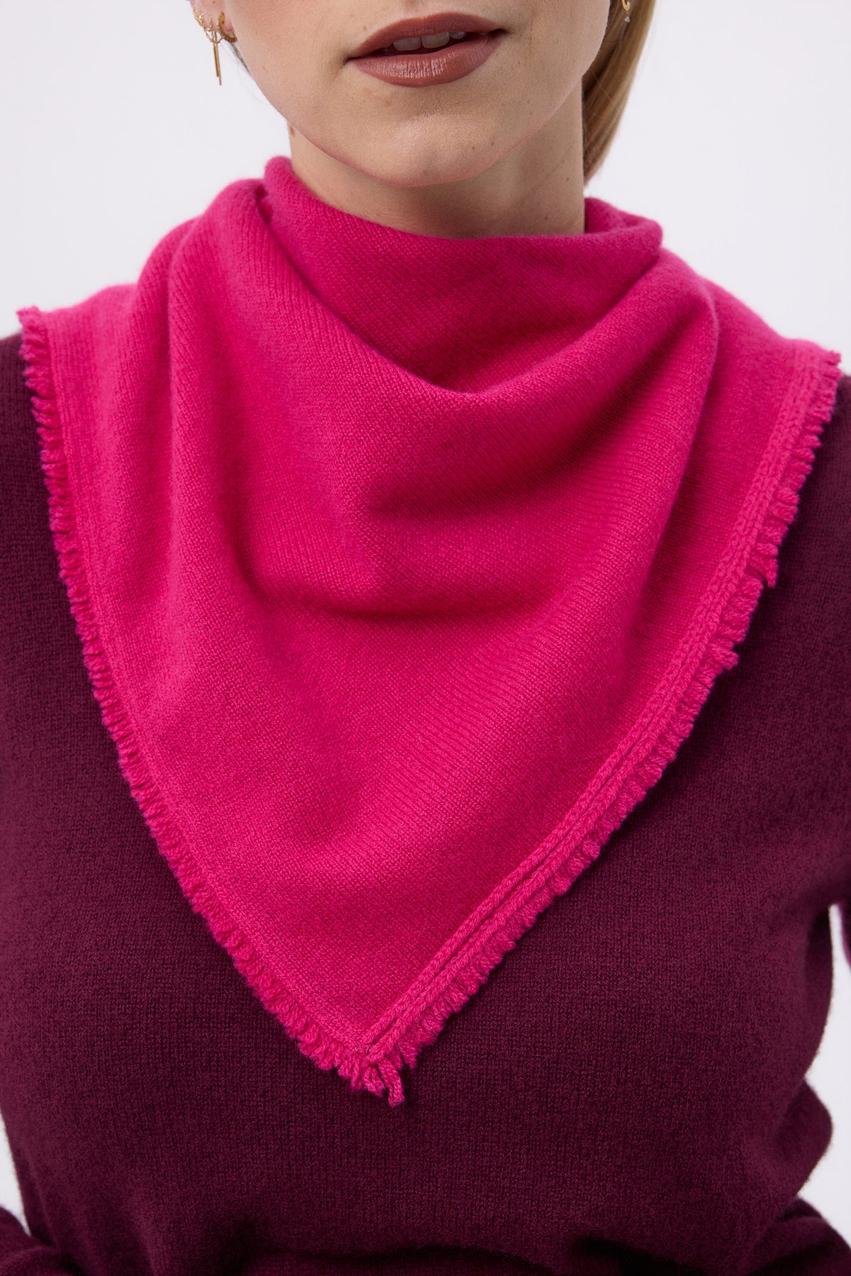 Bufanda bandana triangular lisa Irma - Fucsia - Mujer