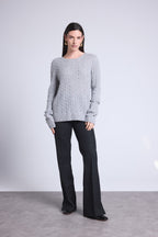 Isabella Cable-Knit Crew-Neck Jumper - Grey - Women