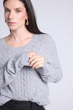 Isabella Cable-Knit Crew-Neck Jumper - Grey - Women
