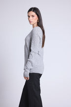 Isabella Cable-Knit Crew-Neck Jumper - Grey - Women