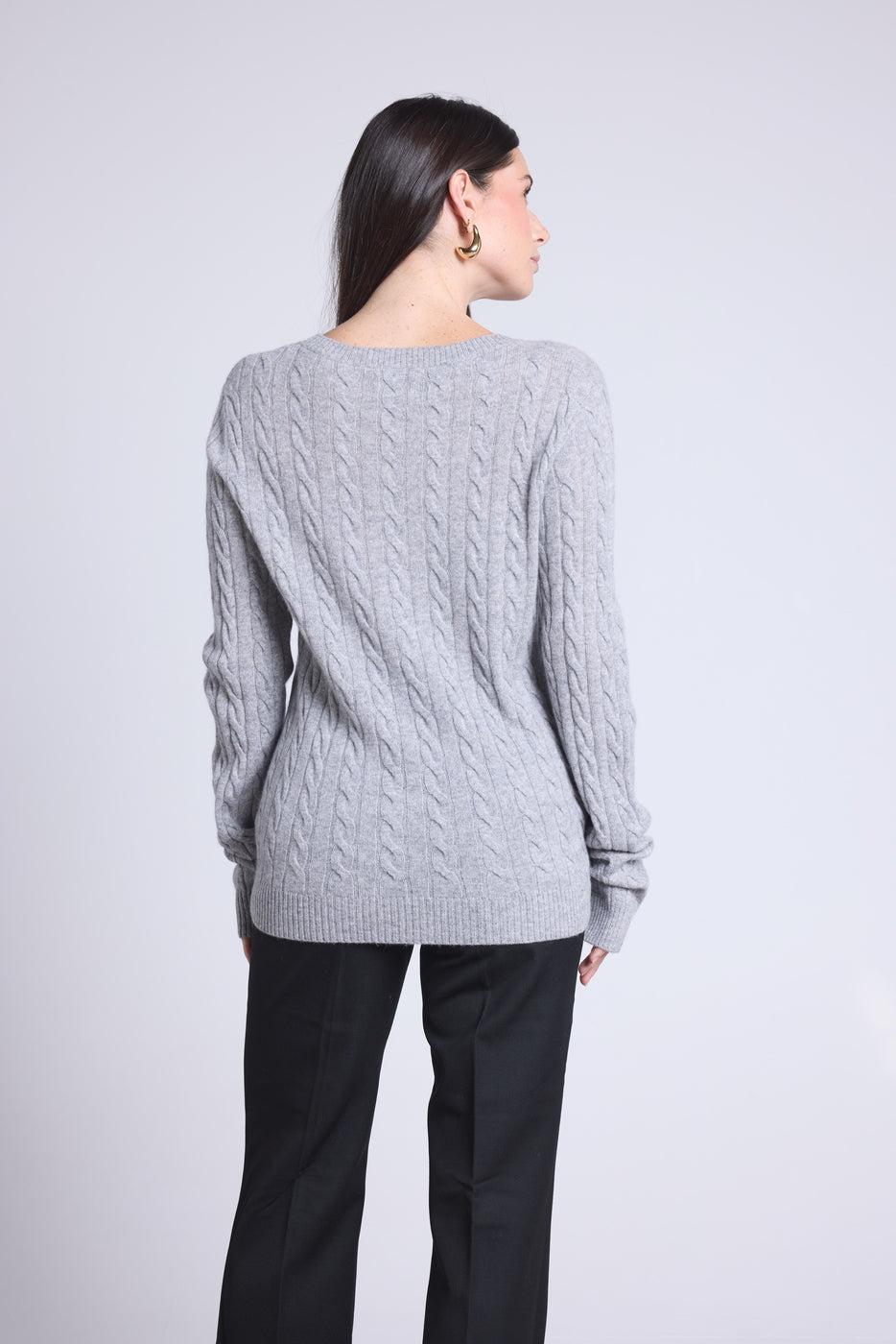 Isabella Cable-Knit Crew-Neck Jumper - Grey - Women