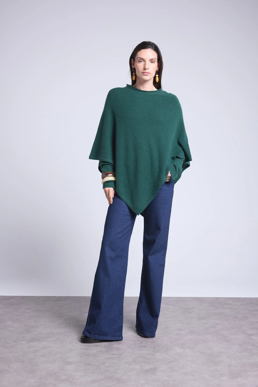 Capa poncho Isadora - Verde botella - Mujer