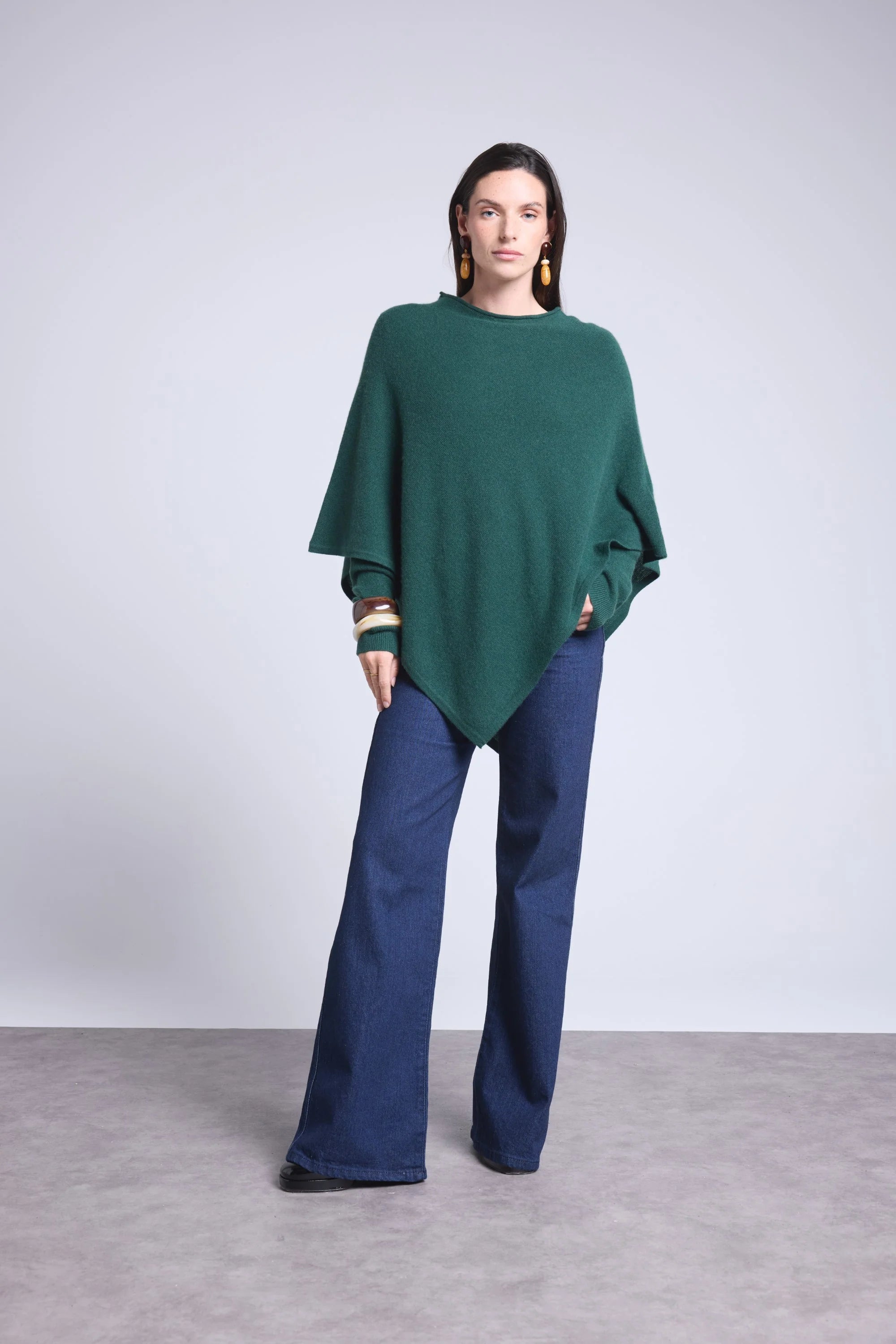 Capa poncho Isadora - Verde botella - Mujer