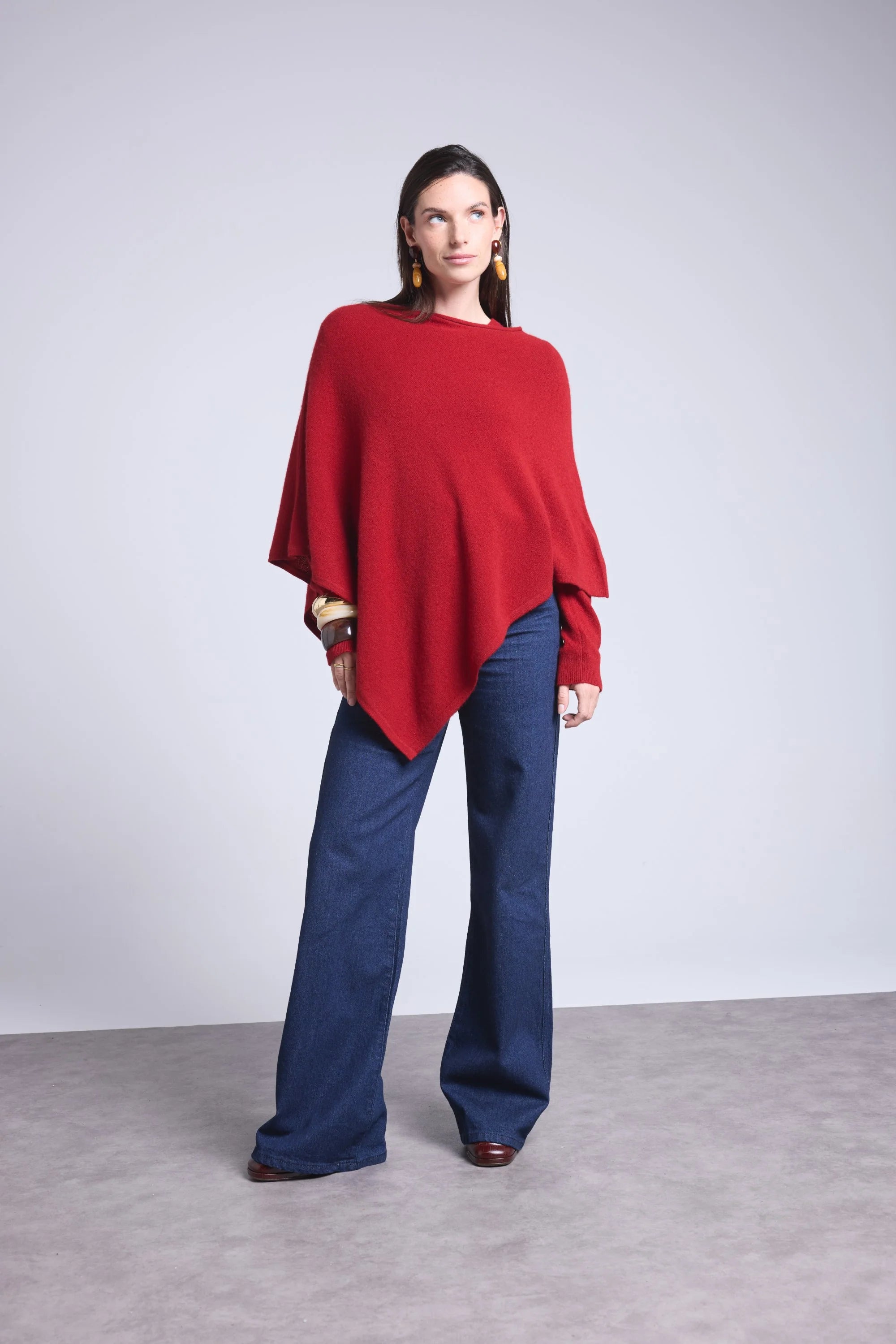 Capa poncho Isadora - Rojo burdeos - Mujer