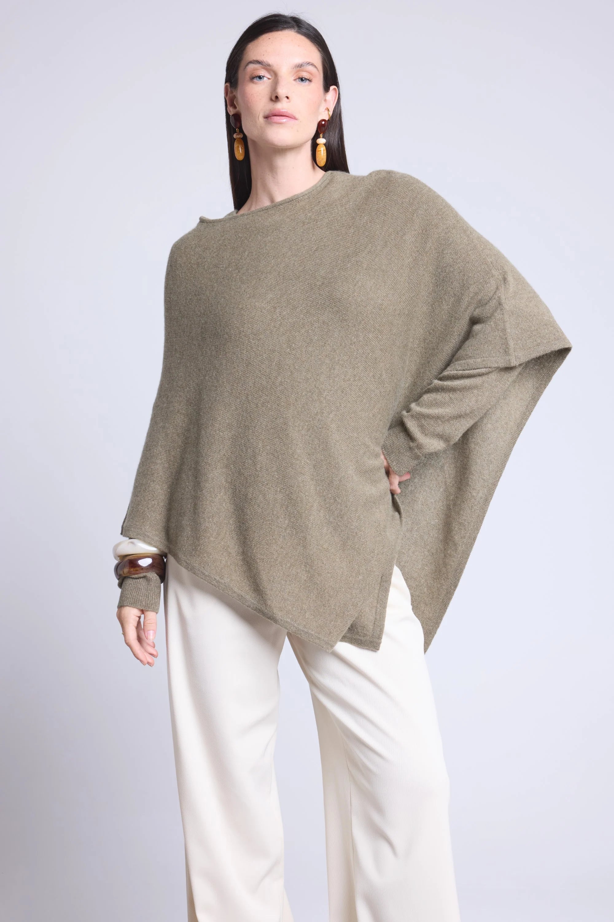 Capa poncho Isadora - Verde caqui - Mujer