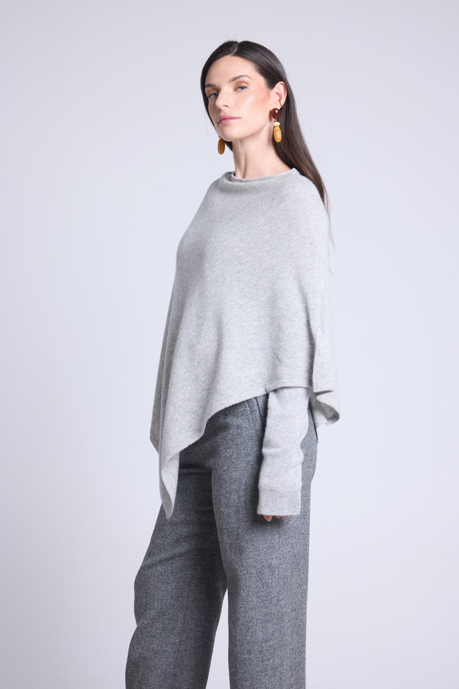 Capa poncho Isadora - Gris claro - Mujer