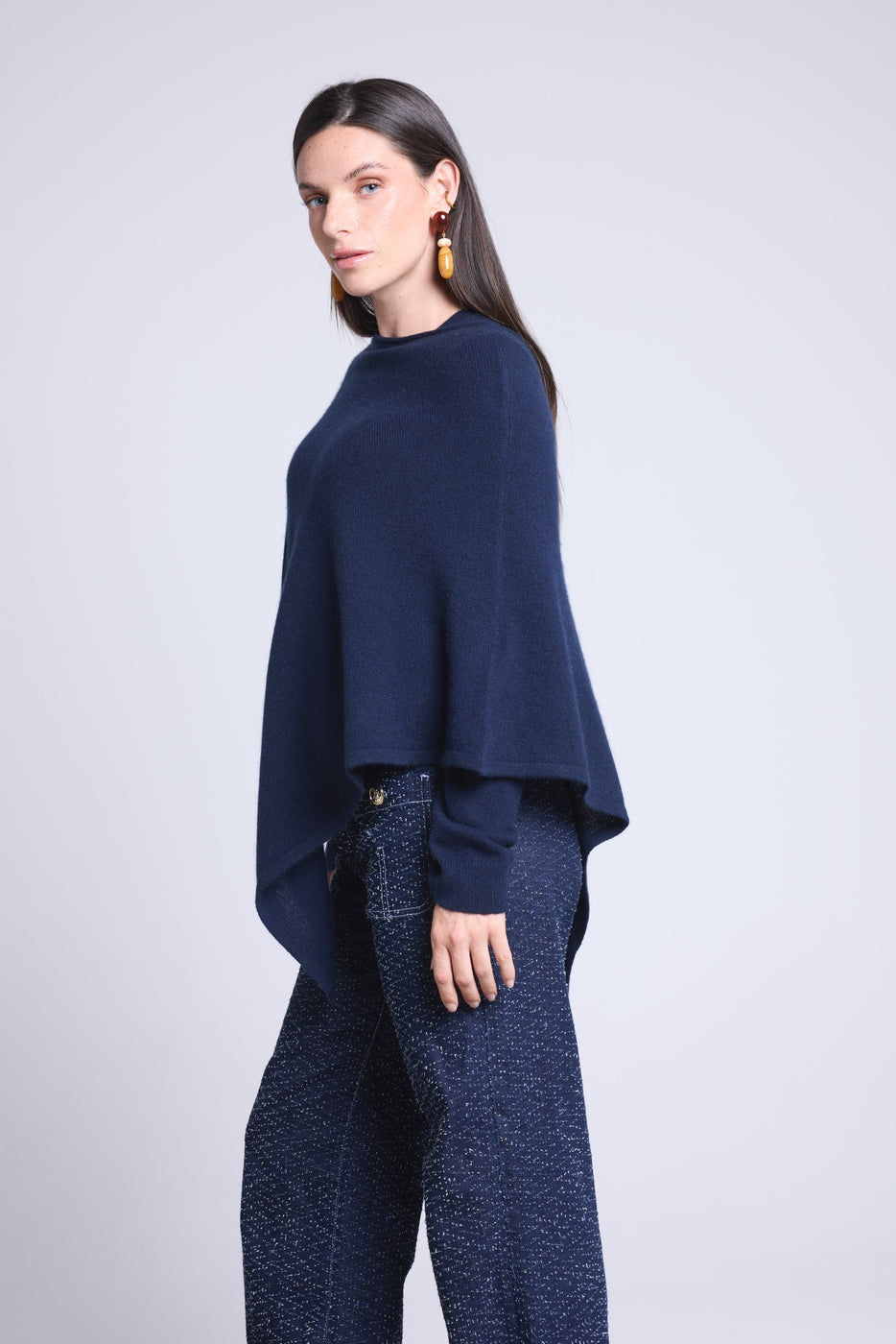 Capa poncho Isadora - Azul marino - Mujer