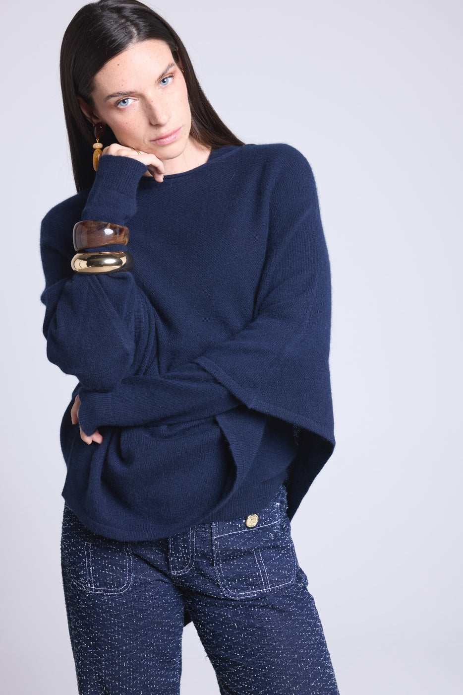 Capa poncho Isadora - Azul marino - Mujer