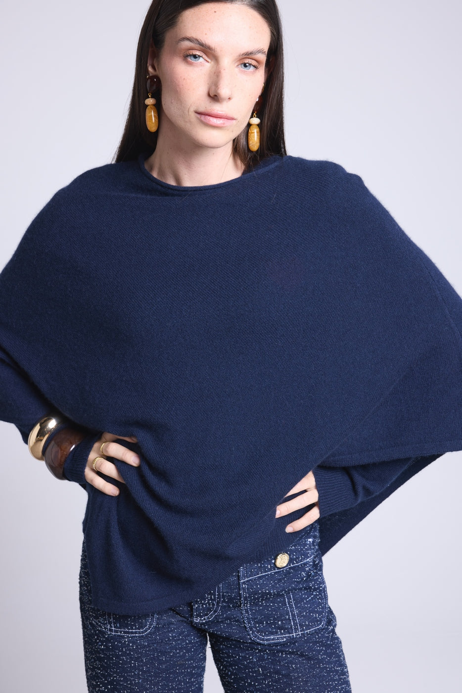 Capa poncho Isadora - Azul marino - Mujer