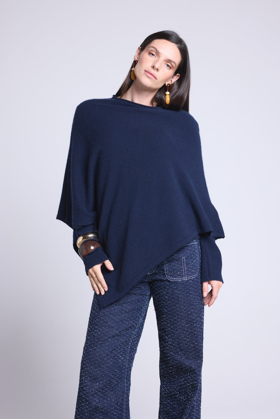 Capa poncho Isadora - Azul marino - Mujer