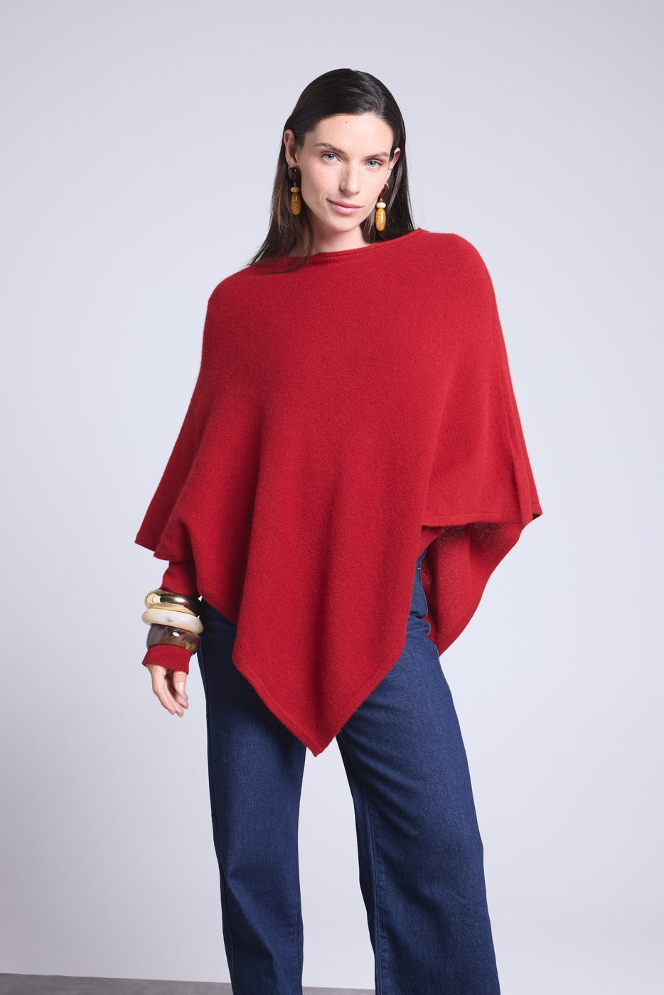 Capa poncho Isadora - Rojo burdeos - Mujer