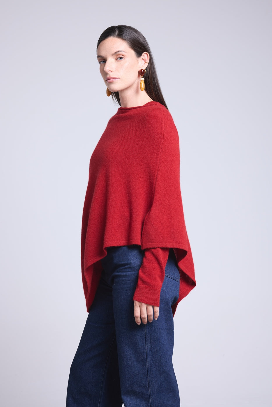 Capa poncho Isadora - Rojo burdeos - Mujer
