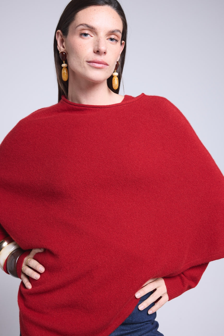 Capa poncho Isadora - Rojo burdeos - Mujer
