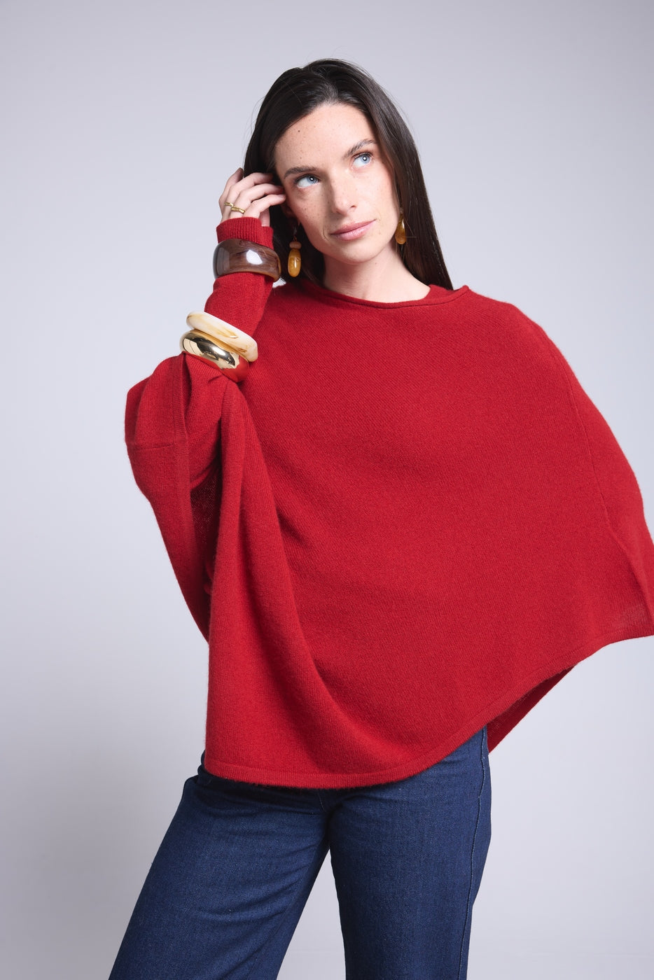 Capa poncho Isadora - Rojo burdeos - Mujer