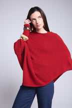 Capa poncho Isadora - Rojo burdeos - Mujer