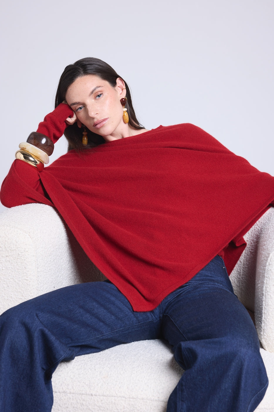 Capa poncho Isadora - Rojo burdeos - Mujer