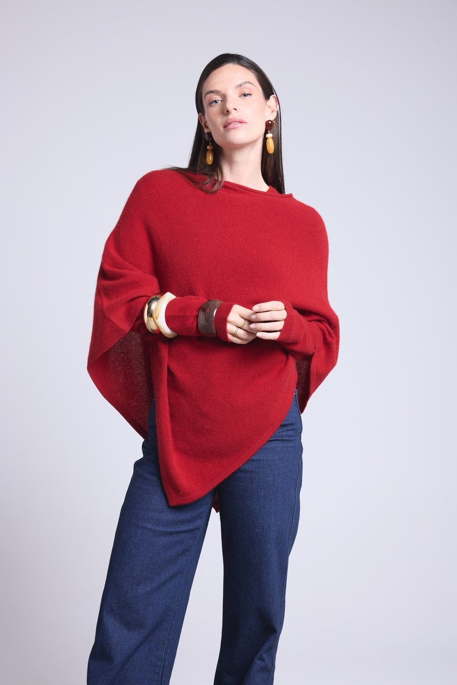 Capa poncho Isadora - Rojo burdeos - Mujer
