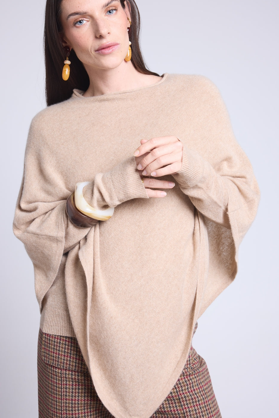 Capa poncho Isadora - Beige crema - Mujer