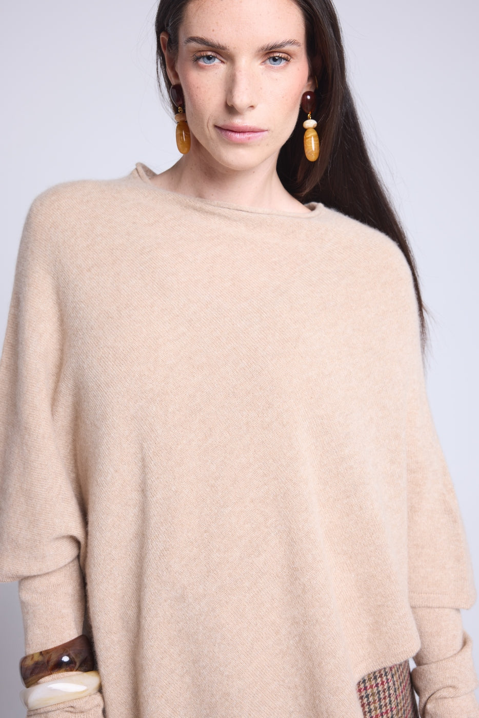 Capa poncho Isadora - Beige crema - Mujer