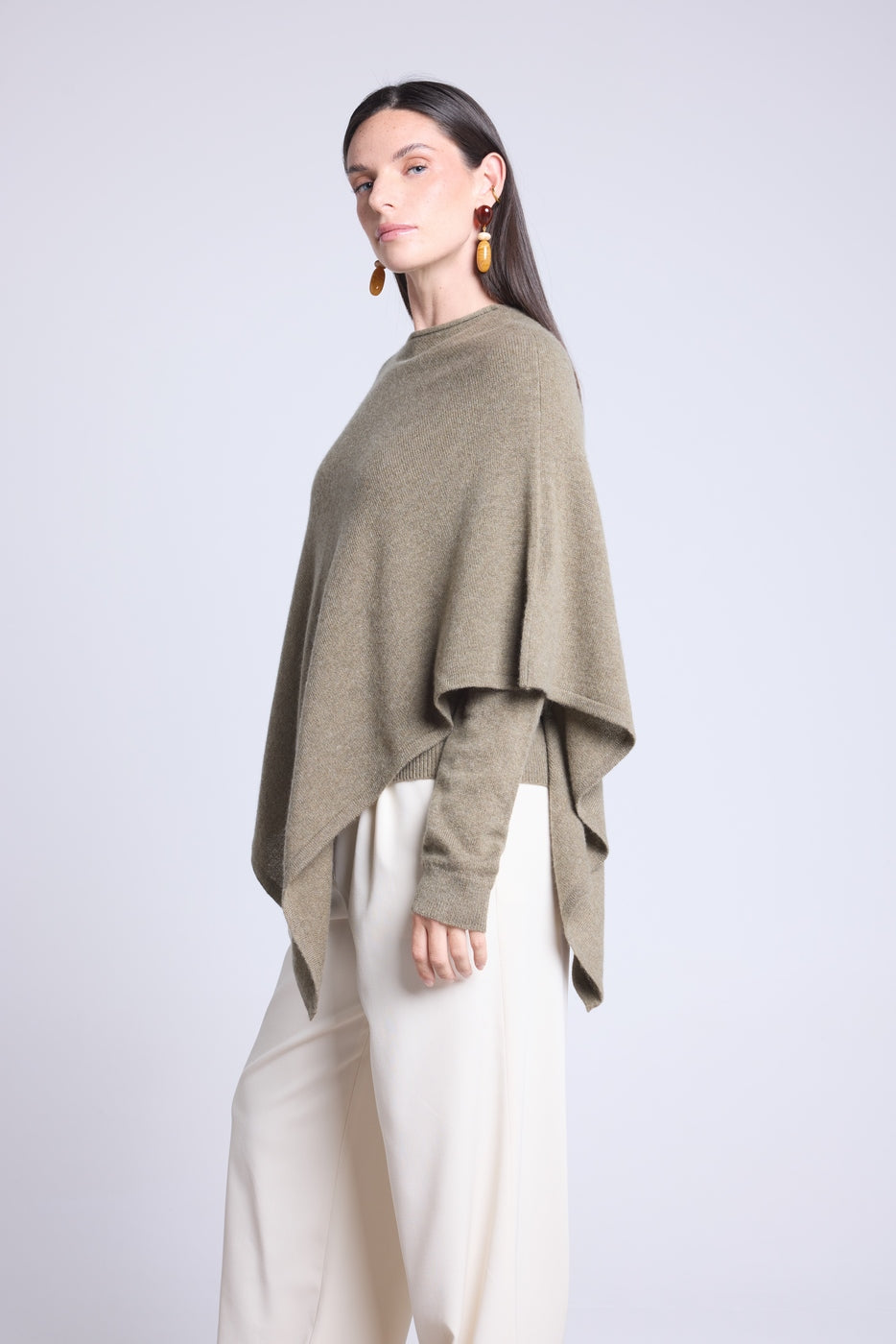 Capa poncho Isadora - Verde caqui - Mujer