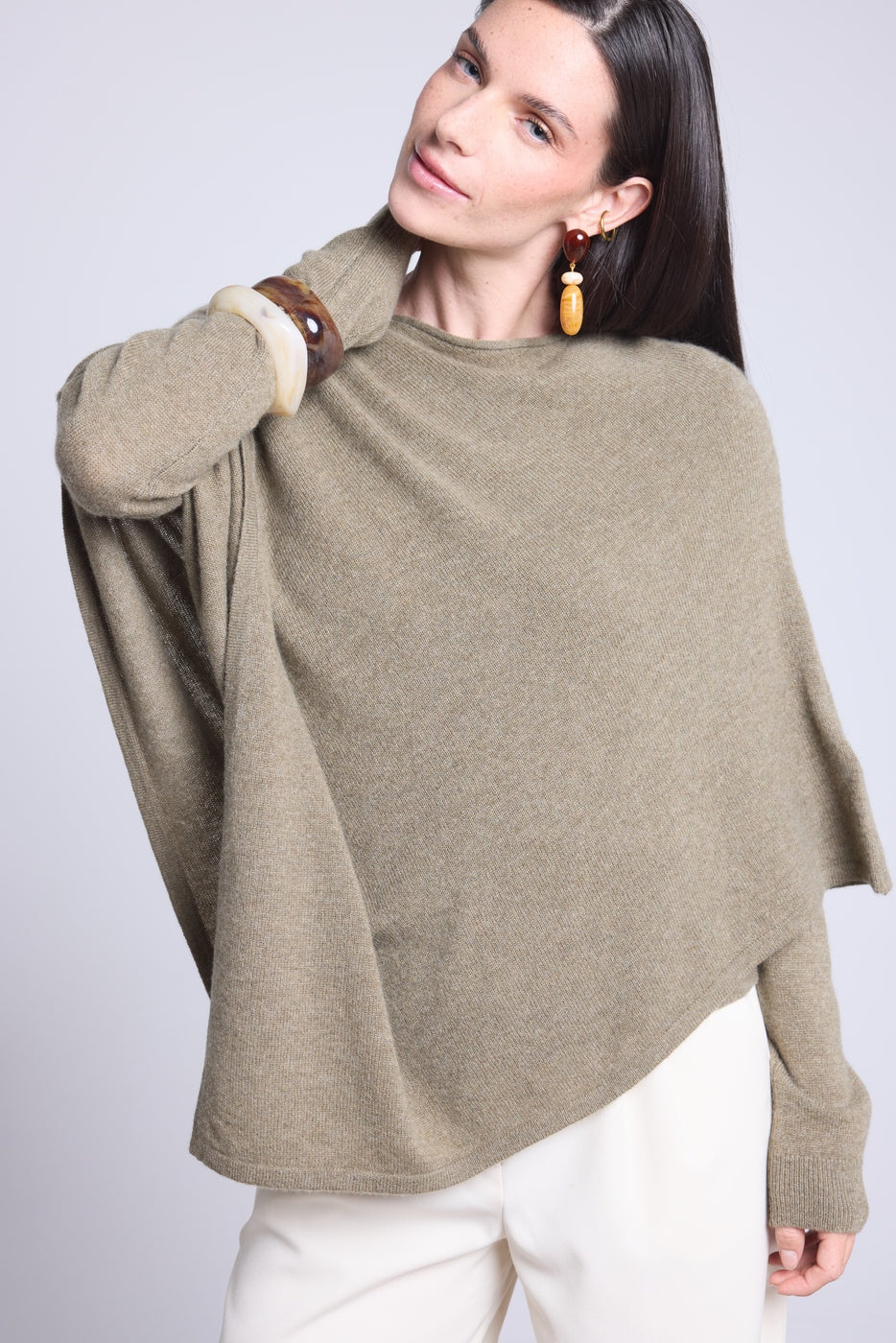 Capa poncho Isadora - Verde caqui - Mujer