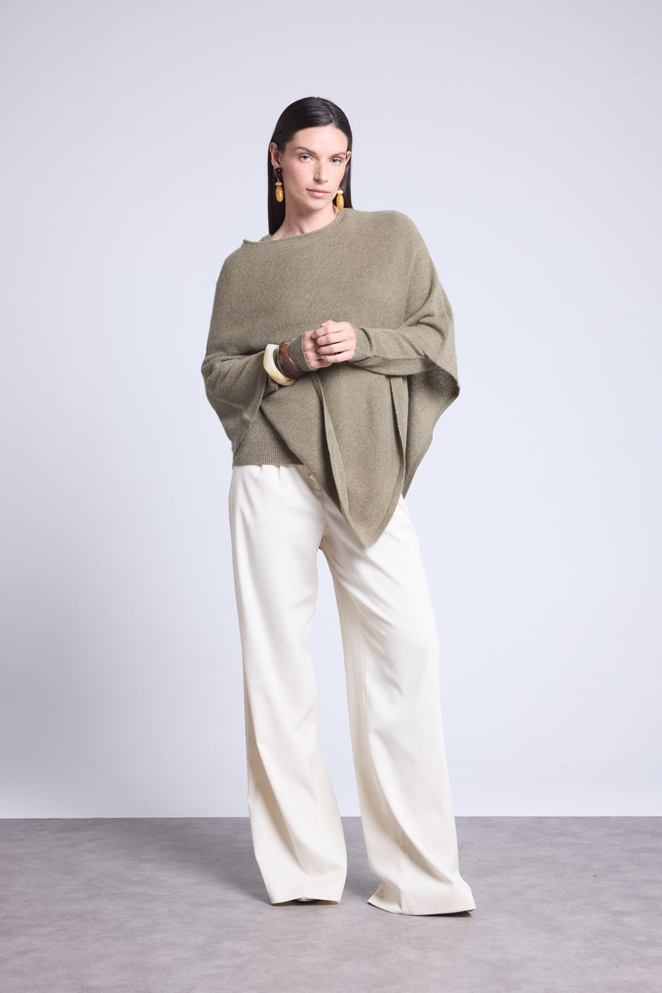 Capa poncho Isadora - Verde caqui - Mujer