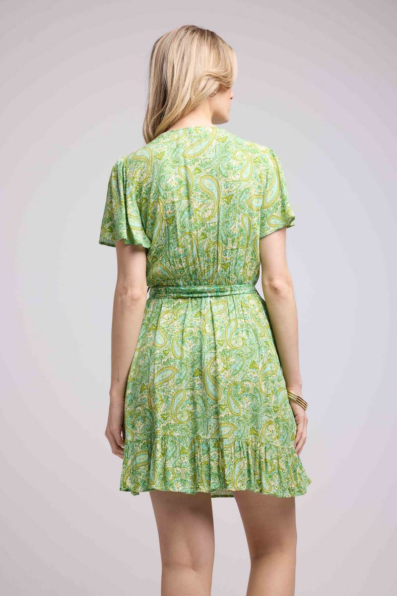 Vestido corto de manga corta - Verde