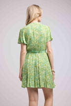 Vestido corto de manga corta - Verde