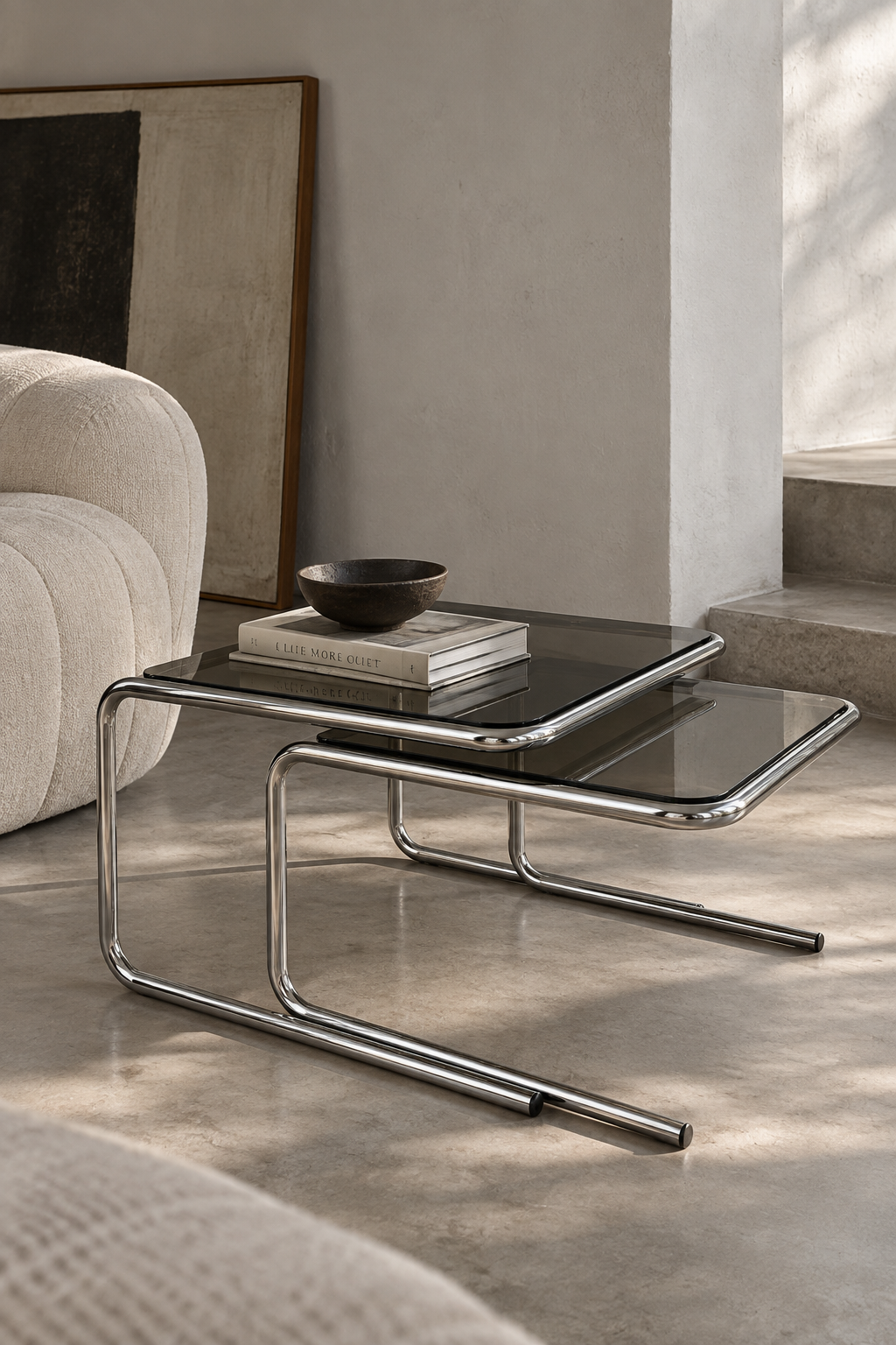 Satsbordspar i 70-tals Bauhaus-stil - Silver