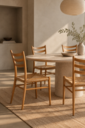 Set Of 4 Vintage Italian Wood And Rush Dining Chairs - Wood