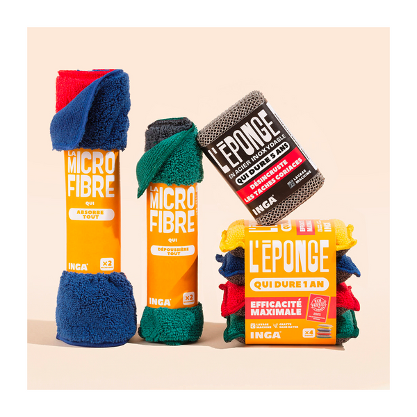 Pack Couleurs - Éponges, Éponge Acier Et Microfibres