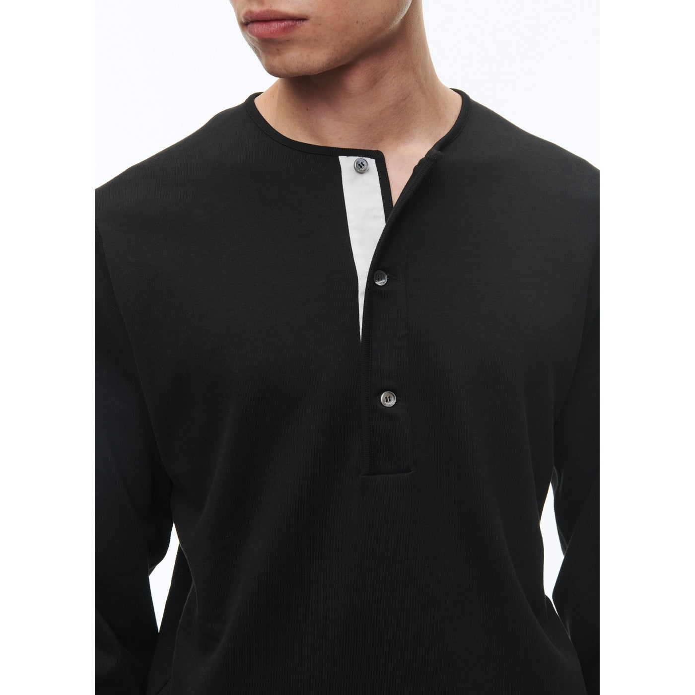 Fursac - T-Shirt Henley Ml - Noir