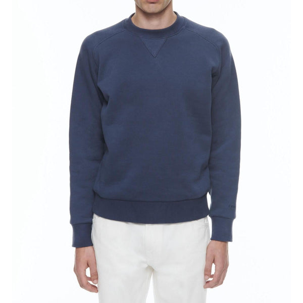 Sudadera De Jersey De Algodón Con Cuello Redondo - Azul Marino