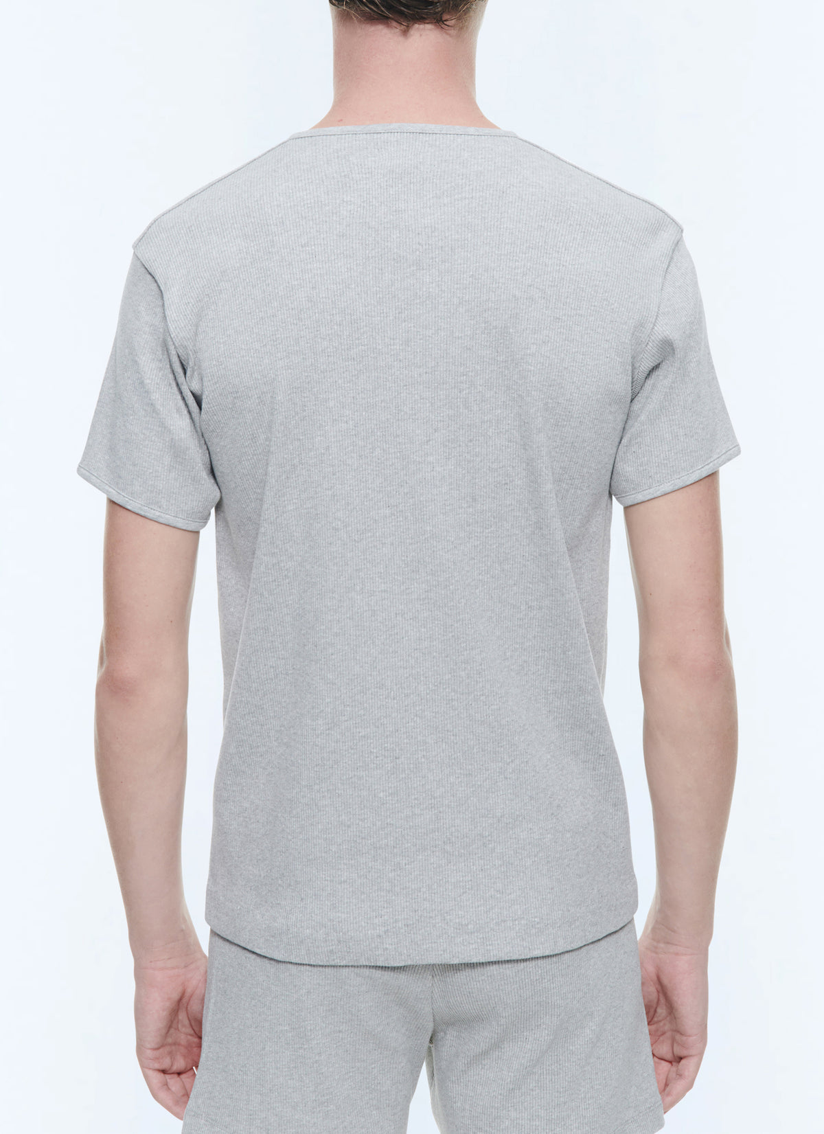 Ribbed Ringer T-Shirt - Light Mottled Grey
