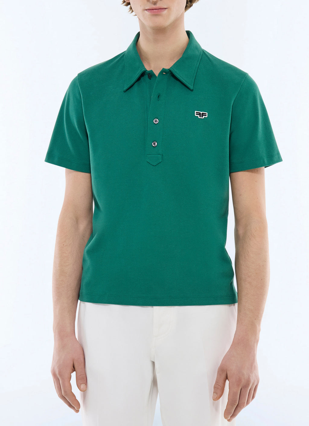 Piqué-Poloshirt mit 3 Knöpfen - Smaragdgrün