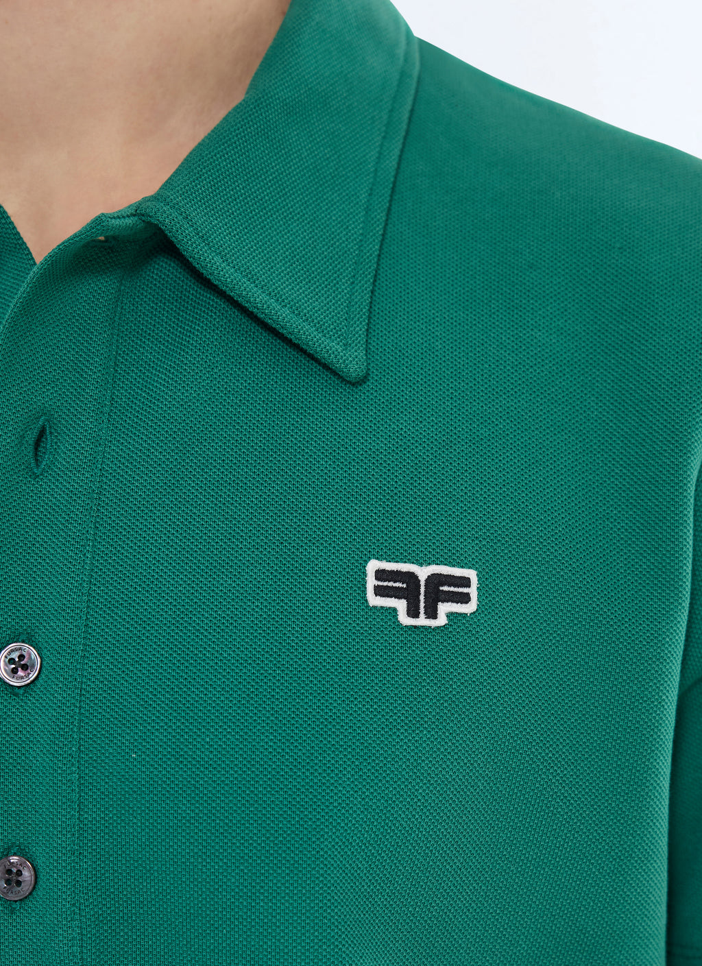 Piqué-Poloshirt mit 3 Knöpfen - Smaragdgrün