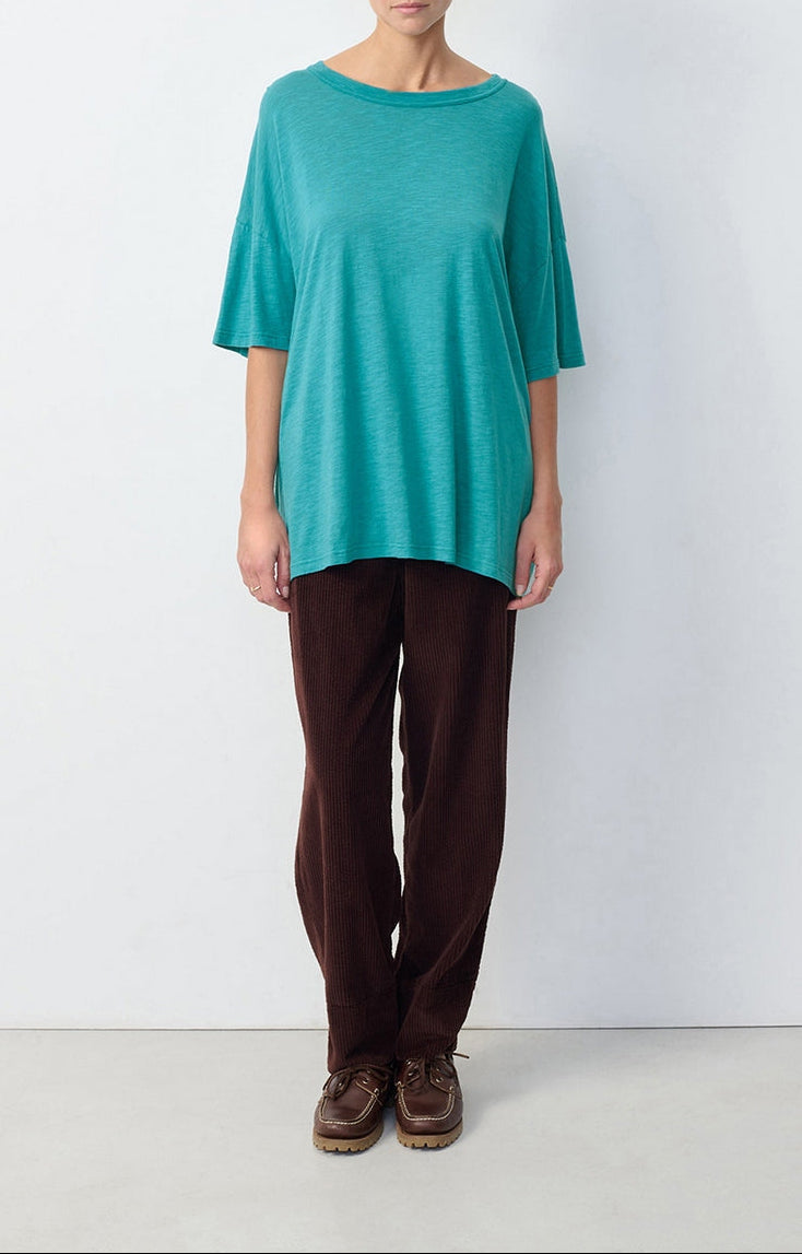 T-Shirt Ample Col Rond - Emeraude Chine - Femme