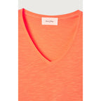T-Shirt Col V - Feu Fluo - Femme